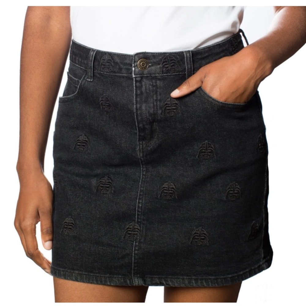 DISNEY black denim darth vader mini skirt